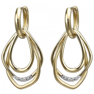 Creolen 925 Sterling Silber gold vergoldet 10 Zirkonia Ohrringe