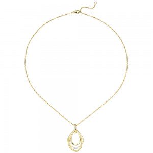 Collier Kette mit Anhänger 925 Sterling Silber gold vergoldet 5 Zirkonia 45cm