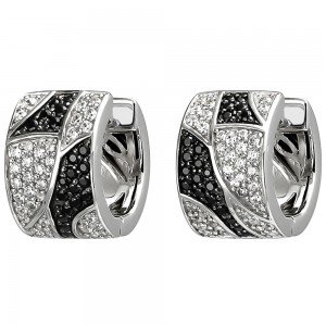 Creolen 925 Sterlingsilber 114 Zirkonia schwarz und weiß Ohrringe