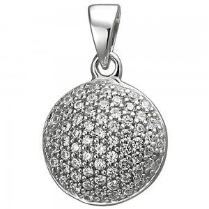 Anhänger rund 925 Sterlingsilber 66 Zirkonia Silberanhänger