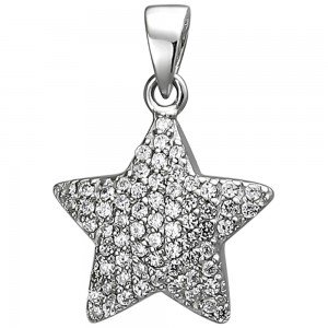 Anhänger Stern 925 Sterlingsilber 67 Zirkonia Silberanhänger