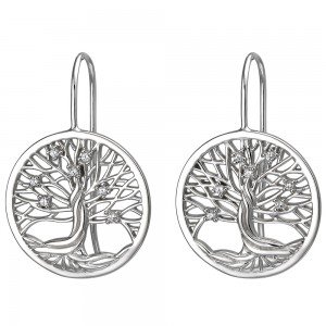 Ohrhänger Baum 925 Sterlingsilber 14 Zirkonia Ohrringe Silberohrringe