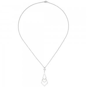 Collier Kette mit Anhänger 925 Sterling Silber 46 Zirkonia 45cm