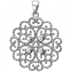 Anhänger 925 Sterlingsilber 4 Zirkonia Silberanhänger