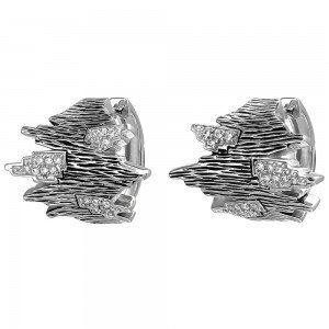 Creolen 925 Sterlingsilber geschwärzt 32 Zirkonia Ohrringe Silbercreolen