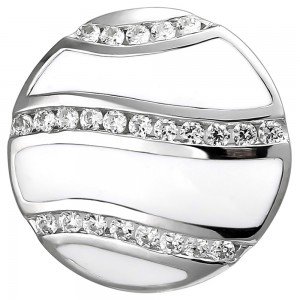 Anhänger 925 Sterlingsilber mit weißer Emaille und 24 Zirkonia