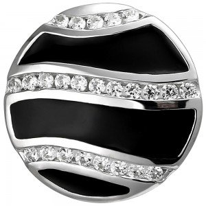 Anhänger 925 Sterlingsilber mit schwarzer Emaille und 24 Zirkonia