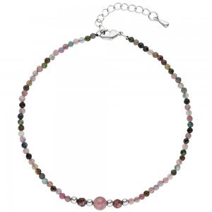 Fußkettchen Fußkette Turmalin mit Hematin 26cm