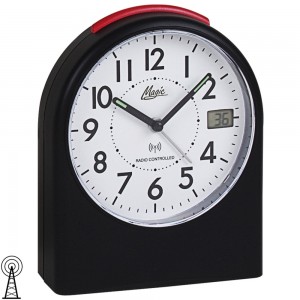 Magic Wecker Funk Funkwecker schwarz mit Licht Snooze digitale Sekunde