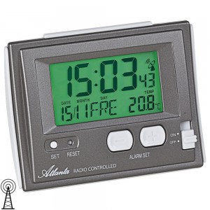Atlanta Wecker Funk Funkwecker digital anthrazit mit Licht Snooze Datum