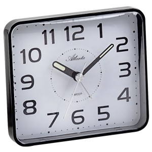 Wecker Quarz analog schwarz leise ohne Ticken mit Licht