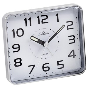 Wecker Quarz analog silbern leise ohne Ticken mit Licht