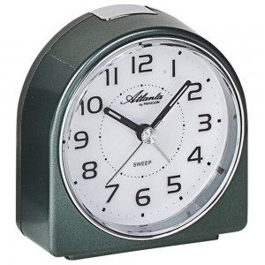 Atlanta 1932/6 Wecker Quarz analog metallicgrün leise ohne Ticken Snooze