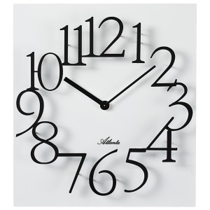 Atlanta Wanduhr Quarz analog weiß eckig viereckig