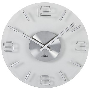 Atlanta Wanduhr Quarz analog Glas silbern rund