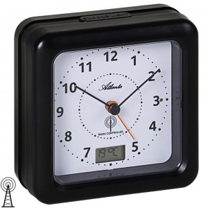 Atlanta 1863/7 Wecker Funk Funkwecker schwarz mit Licht Snooze Temperatur