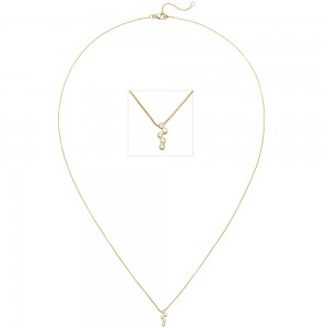 Collier 750 Gold Gelbgold 5 Diamanten Brillanten 45 cm