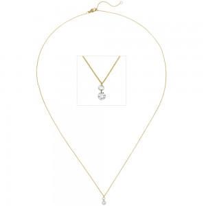 Collier 750 Gold Gelbgold 2 Diamanten Brillanten 45 cm