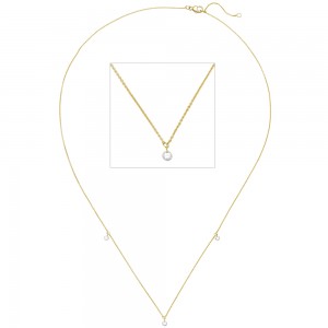 Collier Halskette 750 Gold Gelbgold 3 Diamanten Brillanten 45 cm