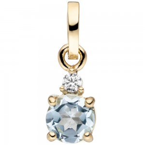 Anhänger 333 Gold Gelbgold 1 Zirkonia 1 Blautopas hellblau blau