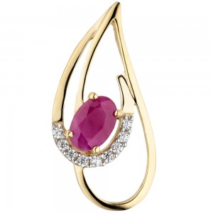 Anhänger 333 Gold Gelbgold 1 Rubin 9 Zirkonia