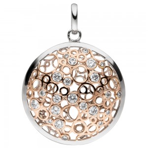 Anhänger 925 Sterling Silber bicolor vergoldet 22 Zirkonia