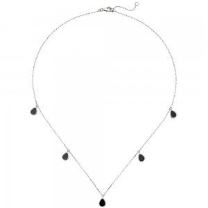 Collier Halskette 925 Sterling Silber 5 Onyxe 45 cm
