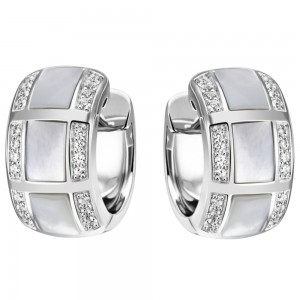 Creolen 925 Silber 48 Zirkonia 6 Perlmutt-Einlagen Ohrringe