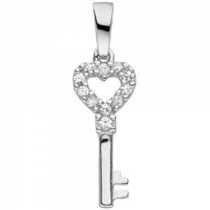 Anhänger Schlüssel 925 Sterling Silber 11 Zirkonia