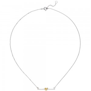 Collier Halskette Knoten 925 Sterling Silber bicolor vergoldet 45 cm Kette