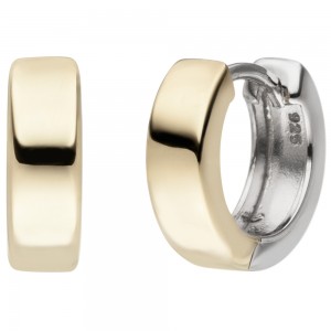 Creolen 925 Silber bicolor vergoldet Ohrringe 2.8g