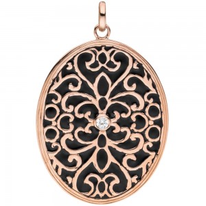 Anhänger oval 925 Sterling Silber rotgold vergoldet 1 Zirkonia