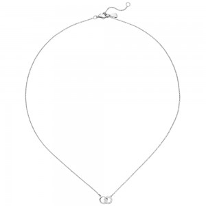 Collier Halskette 925 Sterling Silber 13 Zirkonia 45 cm Kette Silberkette