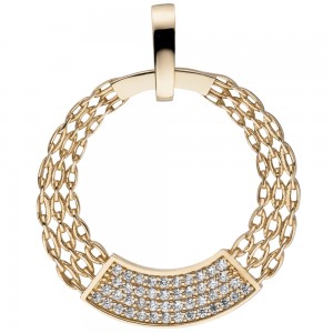 Anhänger rund 333 Gold Gelbgold 46 Zirkonia
