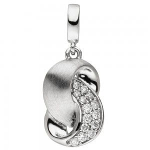 Anhänger 585 Gold Weißgold matt 14 Diamanten Brillanten