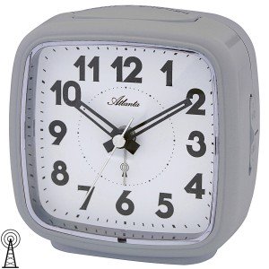 Wecker Funk Funkwecker grau mit Licht Snooze