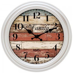 AMS 9618 Wanduhr Quarz analog silbern rund