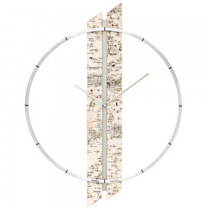 AMS 9604 Wanduhr Quarz analog Holz Birke-Optik mit Aluminium-Ring modern