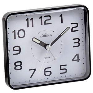 Wecker Quarz analog schwarz leise ohne Ticken mit Licht