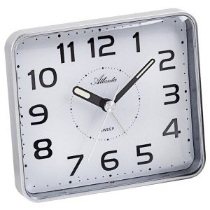 Wecker Quarz analog silbern leise ohne Ticken mit Licht