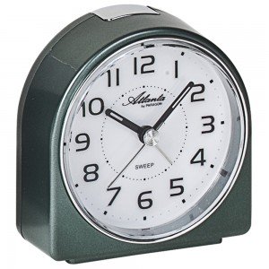 Atlanta 1932/6 Wecker Quarz analog metallicgrün leise ohne Ticken Snooze