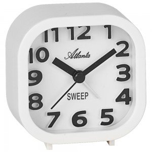 Atlanta 2110/0 Wecker Quarz analog weiß leise ohne Ticken mit Licht