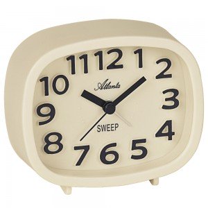 Atlanta 2111/0 Wecker Quarz analog cremefarben leise ohne Ticken mit Licht