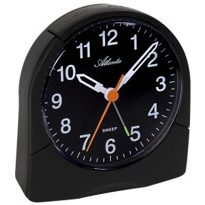 Wecker Quarz analog schwarz leise ohne Ticken mit Licht