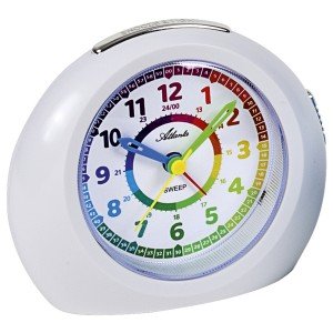 Wecker für Kinder Kinderwecker Quarz analog weiß mit Licht