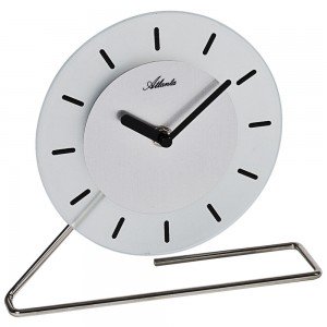 Atlanta Tischuhr Quarz Glas Milchglas silbern rund