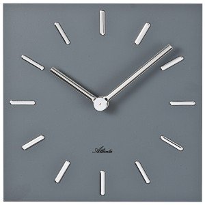 Atlanta Wanduhr Quarz analog grau eckig viereckig