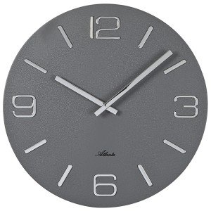 Atlanta Wanduhr Quarz analog grau rund