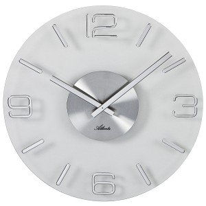 Atlanta Wanduhr Quarz analog Glas silbern rund