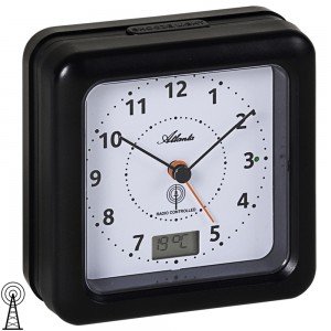Atlanta 1863/7 Wecker Funk Funkwecker schwarz mit Licht Snooze Temperatur